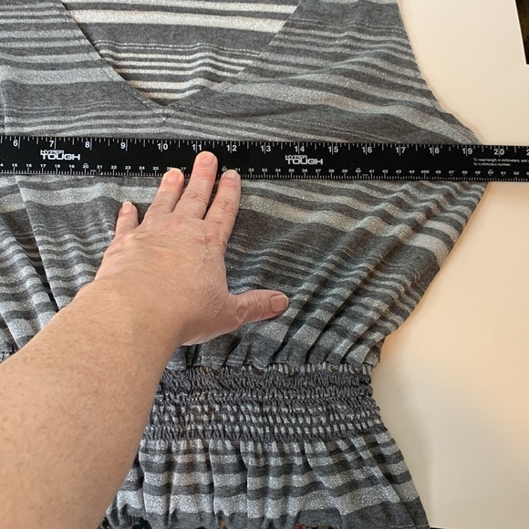 Becca by Rebecca Virtue CHARCOAL Metallic Shimmer Plunge Cover-up Dress Size M/L - Picture 6 of 8